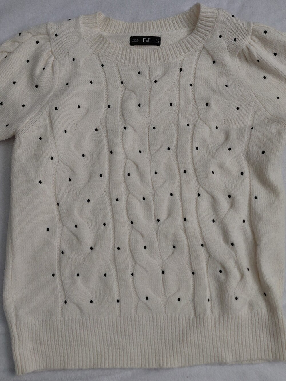 Women's F&F Cream Cable Knit Cottagecore Sweater Top in size M